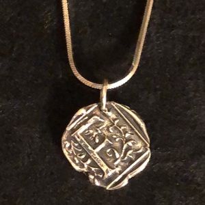 Vintage 925 Sterling Silver/Waxing Poetic F Charm  Necklace.Excellent Condition